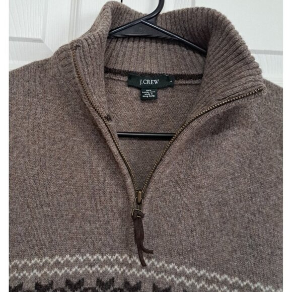 J.Crew Men's L Brown 100% Lambs Wool 1/4 Zip Long Sleeve Turtleneck Sweater - Picture 4 of 8